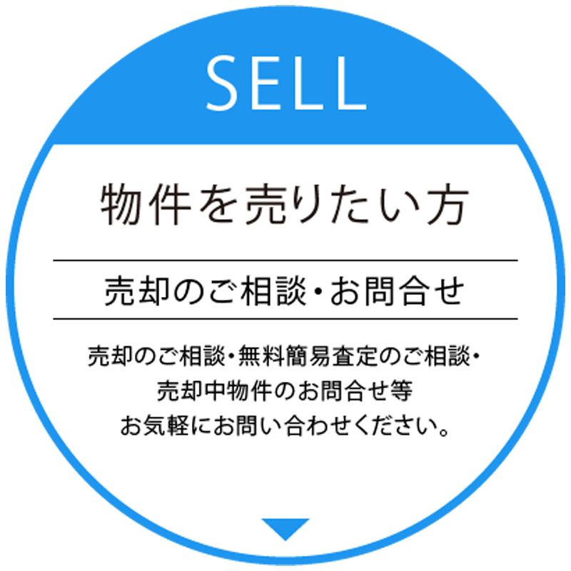 SELL 物件を売りたい方 売却のご相談・お問い合わせ 売却のご相談・無料簡易査定のご相談・売却中物件のお問合わせ等お気軽にお問い合わせください。